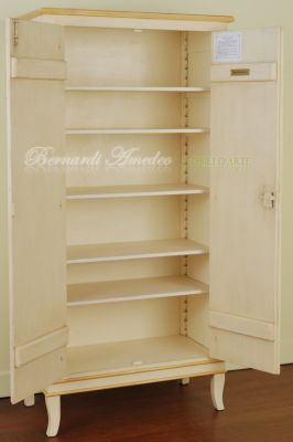 Armadietto stipetto 2 ante in legno laccato con decori stile classico